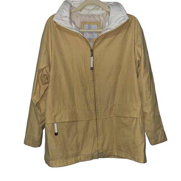Larry Levine Sport Yellow Zip-Up Jacket With White Contrast Collar M - Picture 1 of 8